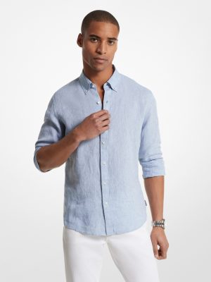 Chambray Long Sleeve Linen Shirt - Stylefav