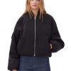 Black Light Twill Oversized Short Bomber Jacket - Stylefav