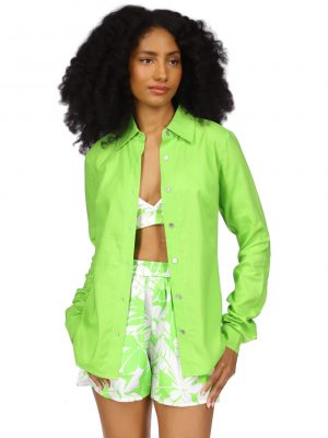 Green Apple Long Sleeve Linen Shirt - Stylefav