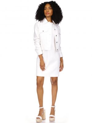 White Cropped Shirt Jacket - Stylefav