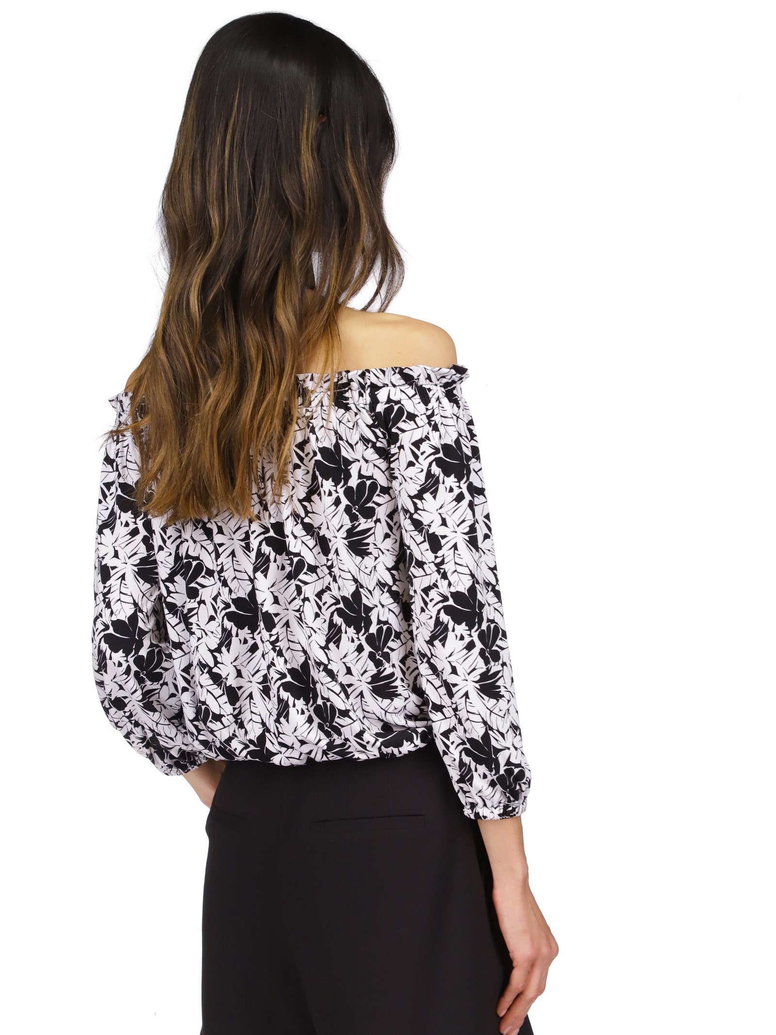 Palm Smocked Blouson Top - Stylefav