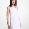 White Straight Neck Dress - Stylefav
