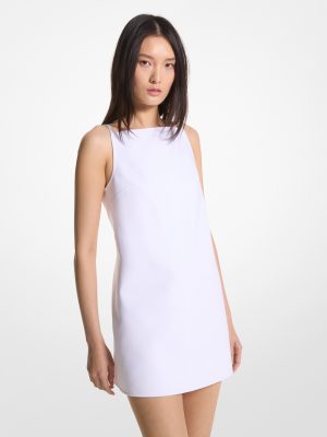 White Straight Neck Dress - Stylefav