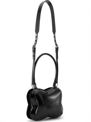 Black Patent Butterfly Top Handle Crossbody Bag - Stylefav