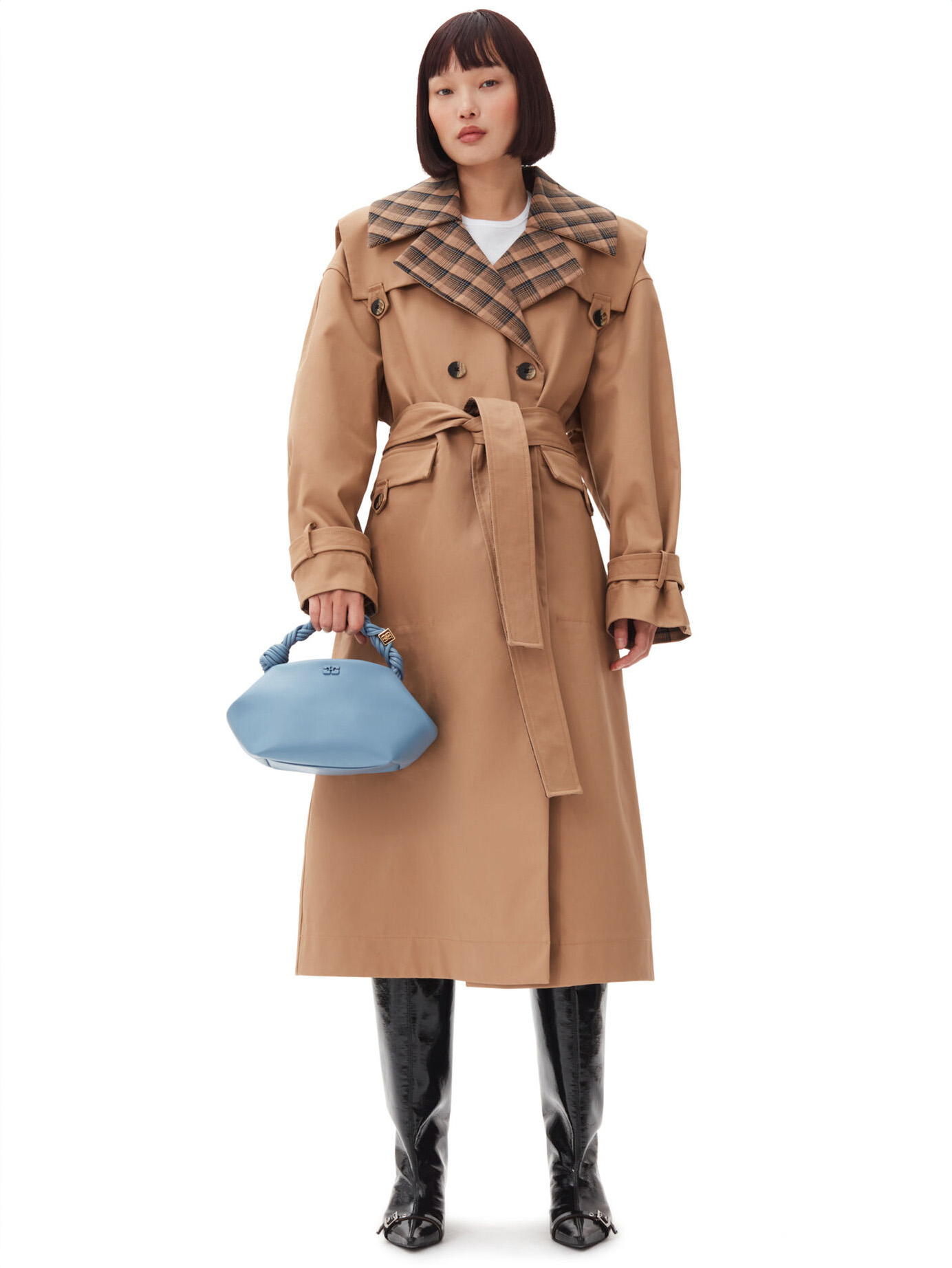 Tiger's Eye Bonded Cotton Oversized Trench Coat - Stylefav