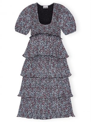 Pleated Georgette Layer Smock Midi Dress - Stylefav
