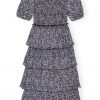 Pleated Georgette Layer Smock Midi Dress - Stylefav