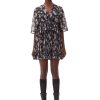 Pleated Georgette V-Neck Flounce Mini Dress - Stylefav