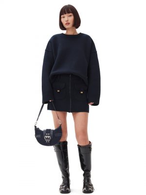Sky Captain Boiled Wool Knit Mini Skirt m- Stylefav