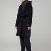 Black Adeline Mixed Media Wool Coat - Stylefav