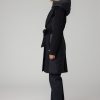 Black Adeline Mixed Media Wool Coat - Stylefav
