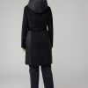 Black Adeline Mixed Media Wool Coat - Stylefav