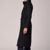 Black Ilana Lapel Collar Classic Wool Belted Coat - Stylefav