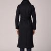 Black Ilana Lapel Collar Classic Wool Belted Coat - Stylefav