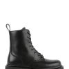 Bettyy Black Vegan Leather Combat Boots - Stylefav