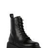 Bettyy Black Vegan Leather Combat Boots - Stylefav