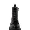 Bettyy Black Vegan Leather Combat Boots - Stylefav