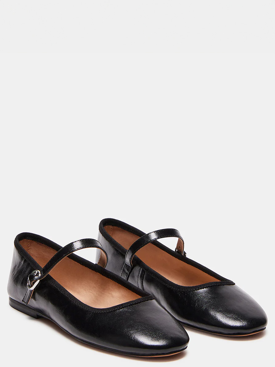 Vinetta Black Leather Mary Jane Shoes - Stylefav
