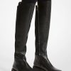 Asher Black Leather Tall Boots - Stylefav