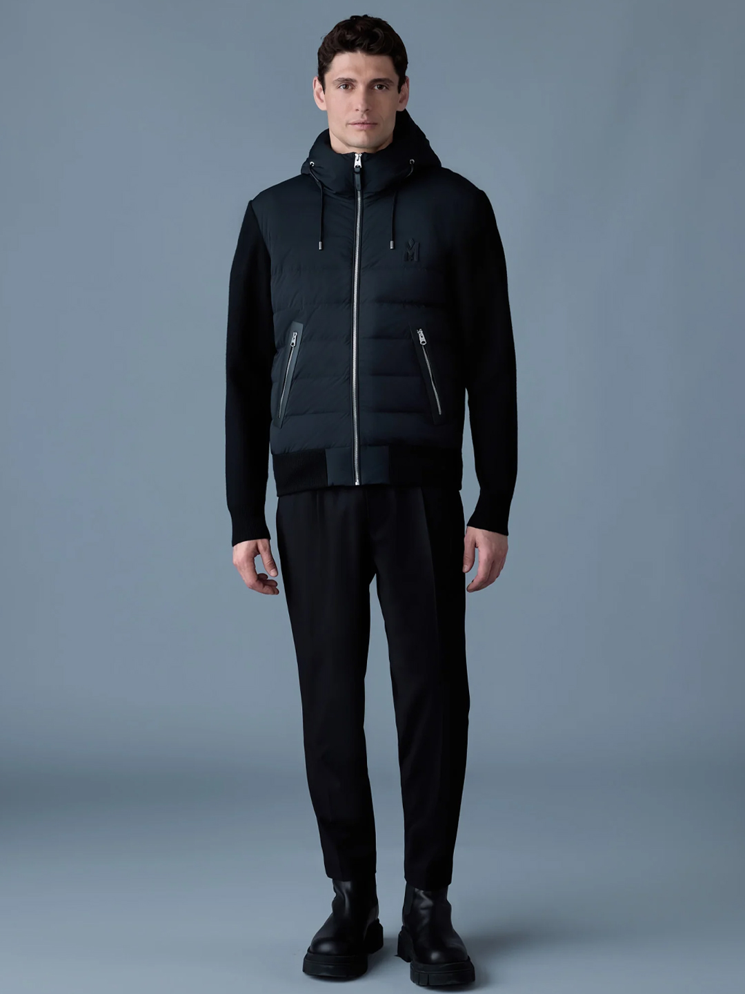 Andrew Black Mixed Media Light Down Jacket - Stylefav