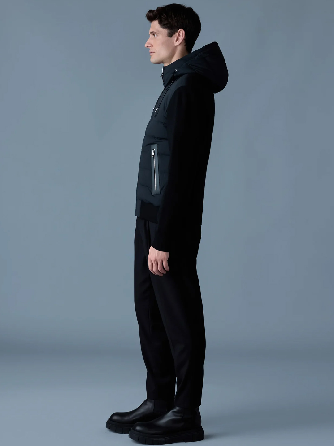 Andrew Black Mixed Media Light Down Jacket - Stylefav