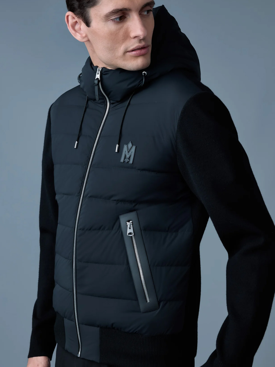 Andrew Black Mixed Media Light Down Jacket - Stylefav