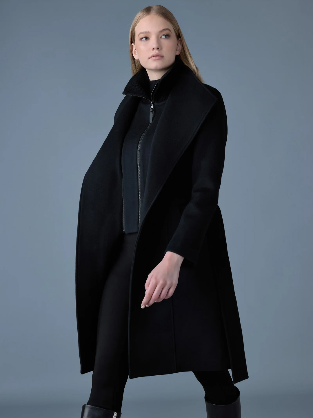 Norita Black 2-in-1 Double Face Wool Coat - Stylefav