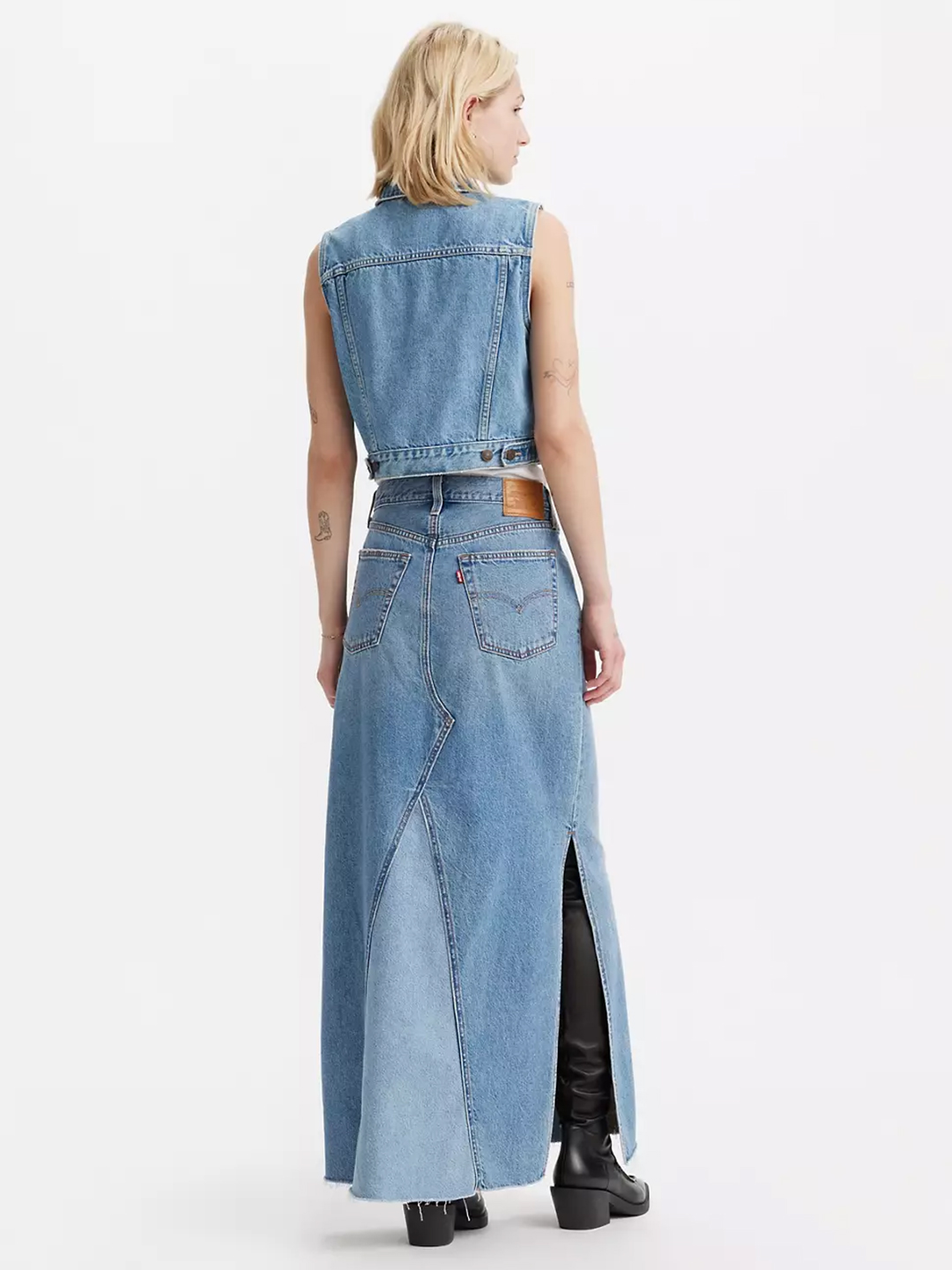 Own It Side Slit Denim Long Skirt - Stylefav