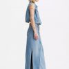 Own It Side Slit Denim Long Skirt - Stylefav