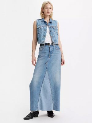 Own It Side Slit Denim Long Skirt - Stylefav