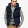 Nordic Chrome Navy Everest Hooded Puffer Gilet - Stylefav