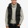 Jet Black Everest Hooded Puffer Gilet - Stylefav