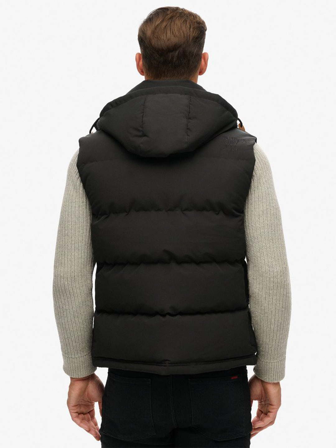 Jet Black Everest Hooded Puffer Gilet - Stylefav