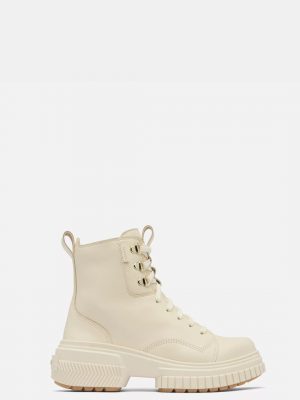 Ona Ave White Waterproof Leather Lace Up Boots - Stylefav