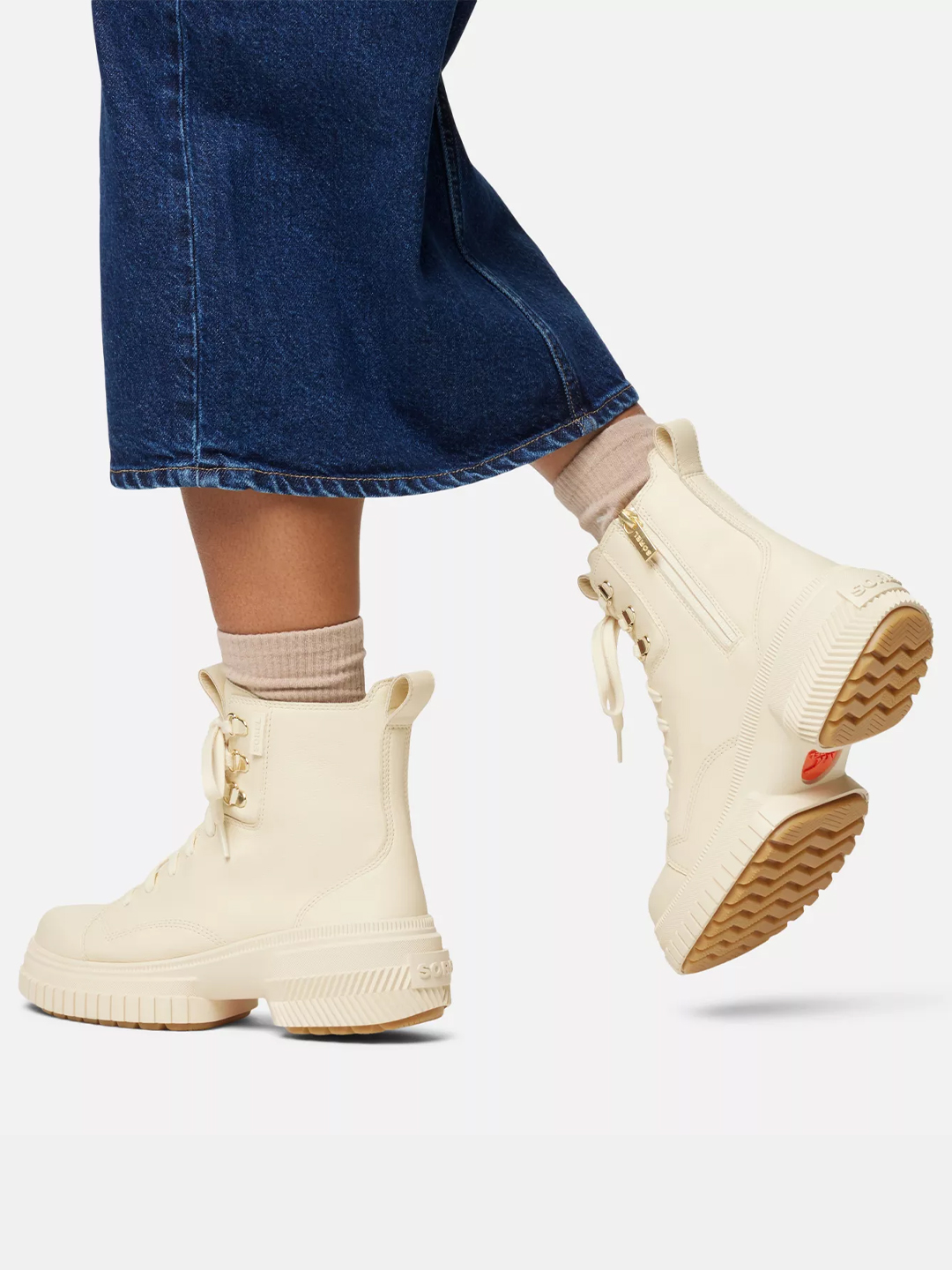 Ona Ave White Waterproof Leather Lace Up Boots - Stylefav