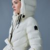Coralia Cream Light Down Coat with Hood and Sash belt - Stylefav