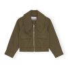 Kalamata Wide Collar Heavy Twill Short Jacket - Stylefav