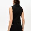 Black Bonded Crepe Vest - Stylefav