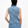 Mid Blue Stone Denim Vest Top - Stylefav