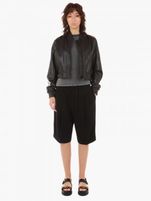 Black Leather Bomber Jacket - Stylefav