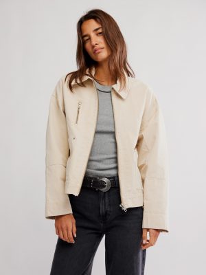 Antique Ivory Sally Canvas Jacket - Stylefav