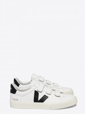Women’s Recife White and Black O.T. Leather Velcro Sneakers - Stylefav