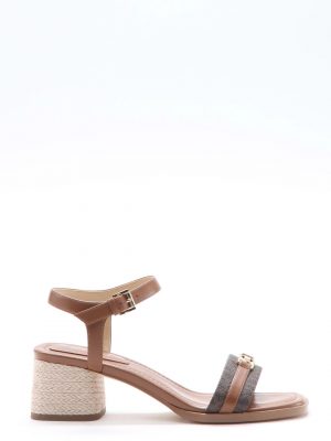 Mandy Brown Leather Mid Sandals - Stylefav
