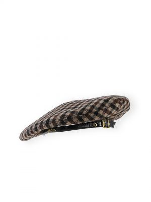 Chicory Coffee Checked Wool Mix Beret - Stylefav