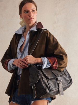 Aged Graphite Leigh Distressed Leather Tote Bag - Stylefav