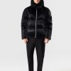 Kent Black Glossy Light Down Hooded Jacket - Stylefav