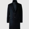 Black Skai double-face wool 3-in-1 top coat with removable down liner - Stylefav