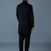 Black Skai double-face wool 3-in-1 top coat with removable down liner - Stylefav