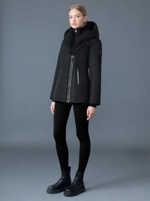 Adali Black Signature Collar Down Coat - Stylefav
