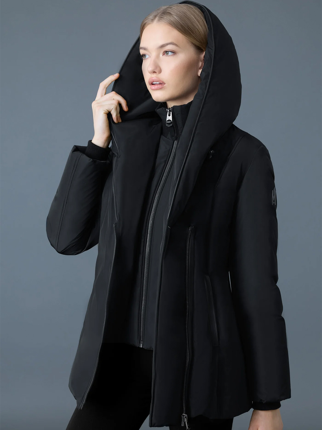 Adali Black Signature Collar Down Coat - Stylefav